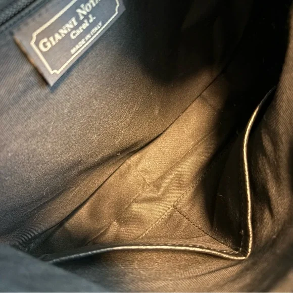 Gianni Notaro Black Pebbled Leather Crescent Bag‎ Handle Crossbody Bag - Picture 8 of 13